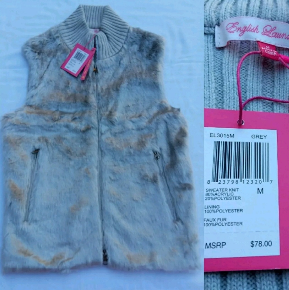 English Laundry M Grey Faux Fur Vest